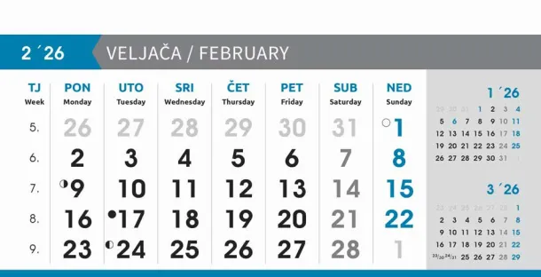  "POSLOVNI SIVO - PLAVI" 13 sheets, format: 20,5x14,5 cm, desk calendar, envelope, P/50 Color