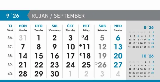  "POSLOVNI SIVO - PLAVI" 13 sheets, format: 20,5x14,5 cm, desk calendar, envelope, P/50 Color