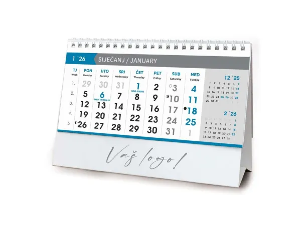  "POSLOVNI SIVO - PLAVI" 13 list., dim: 20,5x14,5 cm, stolni kalendar, koverta, P/50 Color