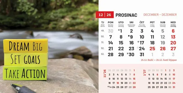  "MOTIVACIJSKI" 13 sheets, format: 20,5x14,5 cm, desk calendar, envelope, P/50 Color