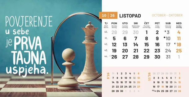 "MOTIVACIJSKI" 13 list., dim: 20,5x14,5 cm, stolni kalendar, koverta, P/50 Color