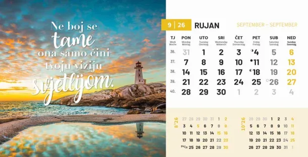  "MOTIVACIJSKI" 13 sheets, format: 20,5x14,5 cm, desk calendar, envelope, P/50 Color