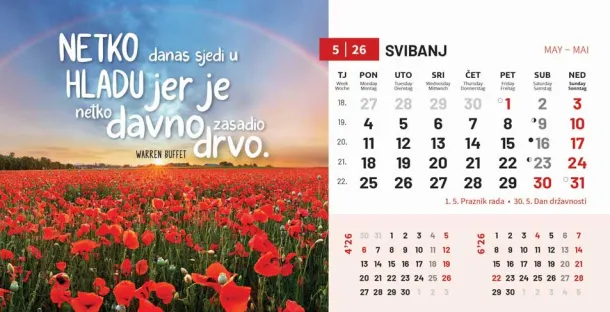  "MOTIVACIJSKI" 13 sheets, format: 20,5x14,5 cm, desk calendar, envelope, P/50 Color