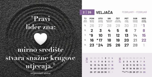  "MOTIVACIJSKI" 13 list., dim: 20,5x14,5 cm, stolni kalendar, koverta, P/100 Color