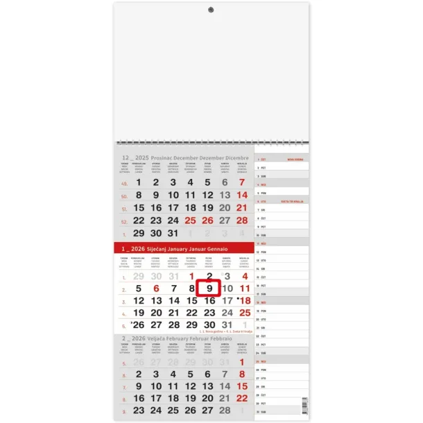  "Poslovni SIVO CRVENI planer" trodjelni kalendar Crvena