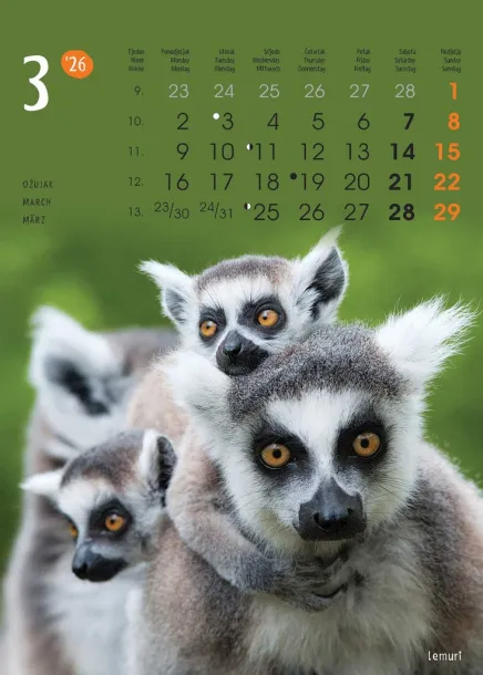 "ŽIVOTINJE" color kalendar Color