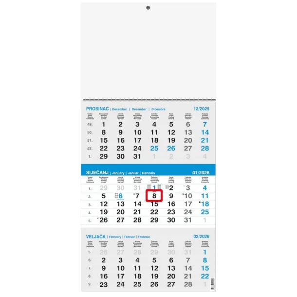  "Poslovni SIVO-PLAVI" trodjelni kalendar Plava
