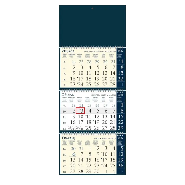  "Business SIRIO Dark Blue" three month calendar Plava