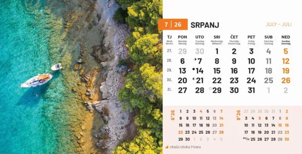  "PRIRODA" 13 list., dim: 20,5x14,5 cm, stolni kalendar, koverta, P/100 Color