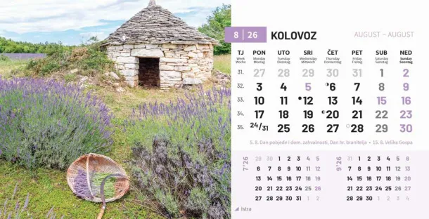  "PRIRODA" 13 list., dim: 20,5x14,5 cm, stolni kalendar, koverta, P/100 Color