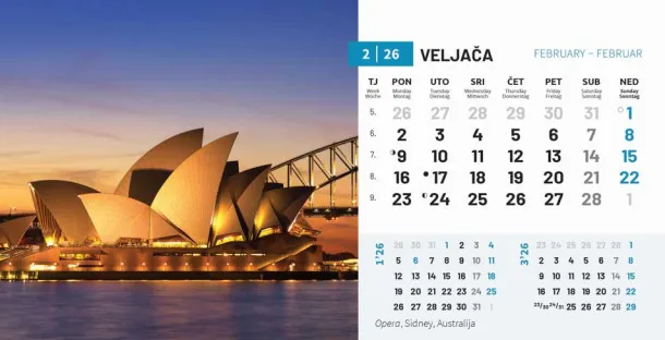  "BISERI SVIJETA" 13 sheets, format: 20,5x14,5 cm, desk calendar, envelope, P/50 Color