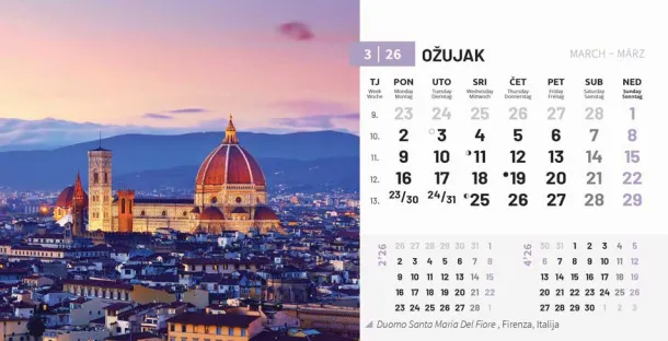  "BISERI SVIJETA" 13 sheets, format: 20,5x14,5 cm, desk calendar, envelope, P/50 Color