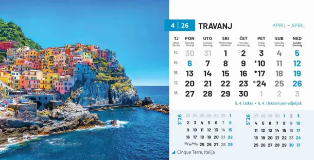  "BISERI SVIJETA" 13 sheets, format: 20,5x14,5 cm, desk calendar, envelope, P/50 Color