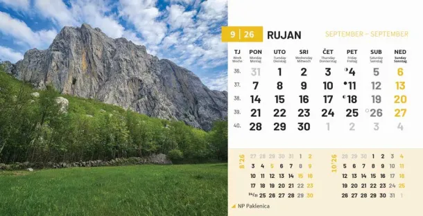  "NACIONALNI PARKOVI HRVATSKE" 13 list., dim: 20,5x14,5 cm, stolni kalendar, koverta, P/100 Color