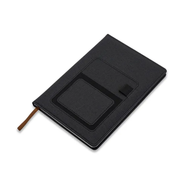 IRUN lined notepad with pocket Black
