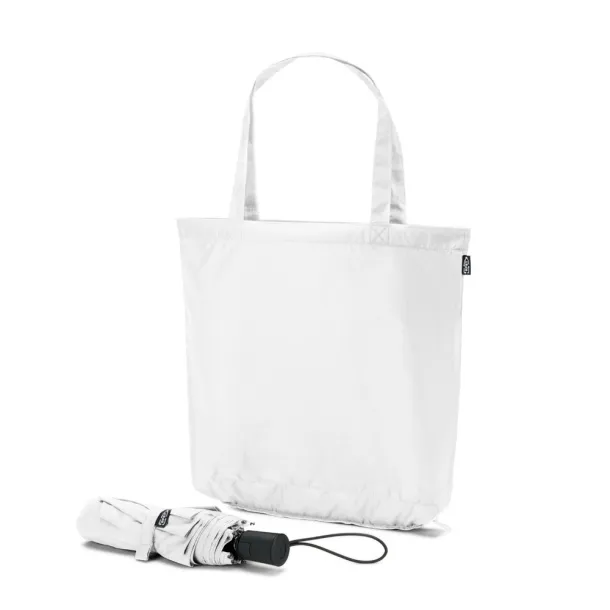 SKYLAR 21" Windproof automatic umbrella with a shopping bag in rPET White