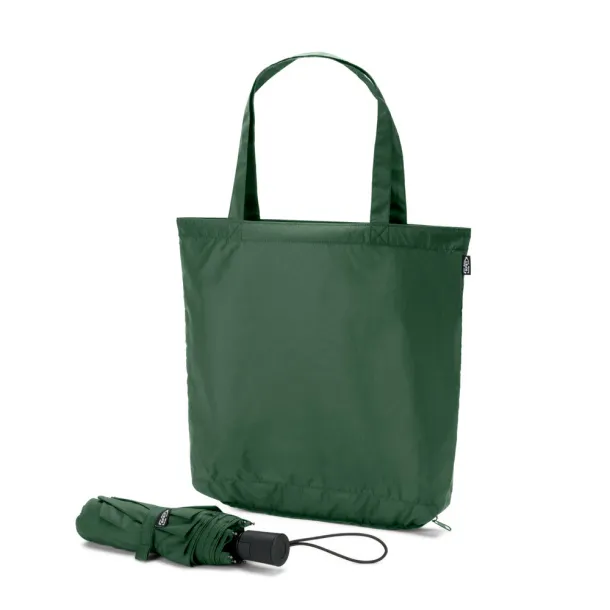 SKYLAR 21" Windproof automatic umbrella with a shopping bag in rPET Dark green