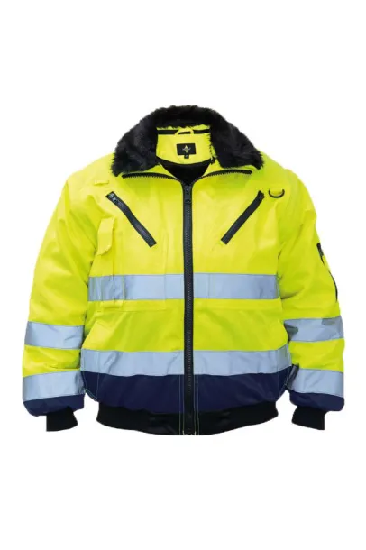  4-IN-1 PILOT JACKET - Korntex Hi-Vis Yellow Navy