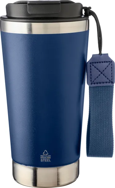 Kayla Recycled stainless steel double-walled drinking mug 500 ml blue