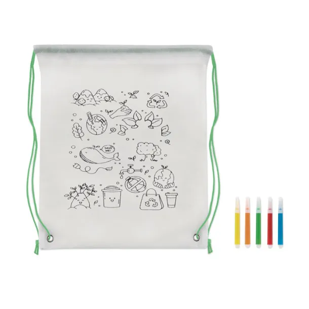 CARRYDRAW Non woven kids bag with pens Lime
