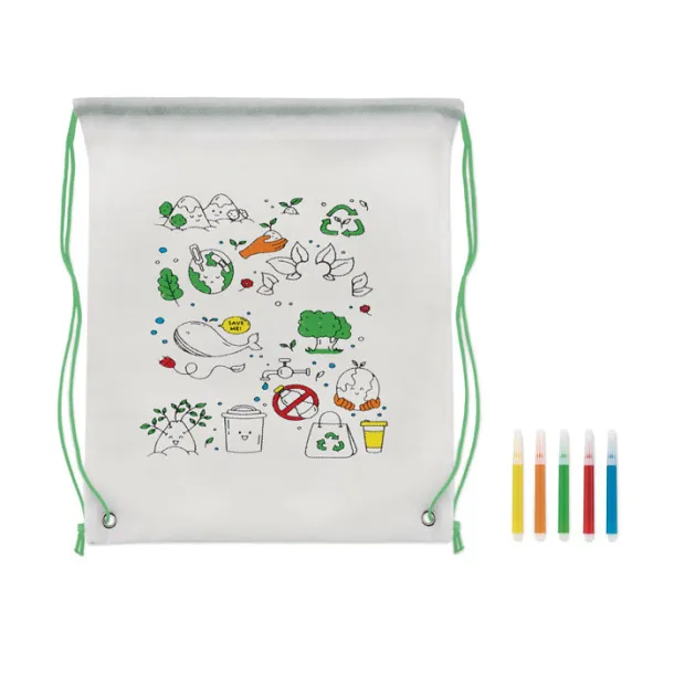 CARRYDRAW Non woven kids bag with pens Lime