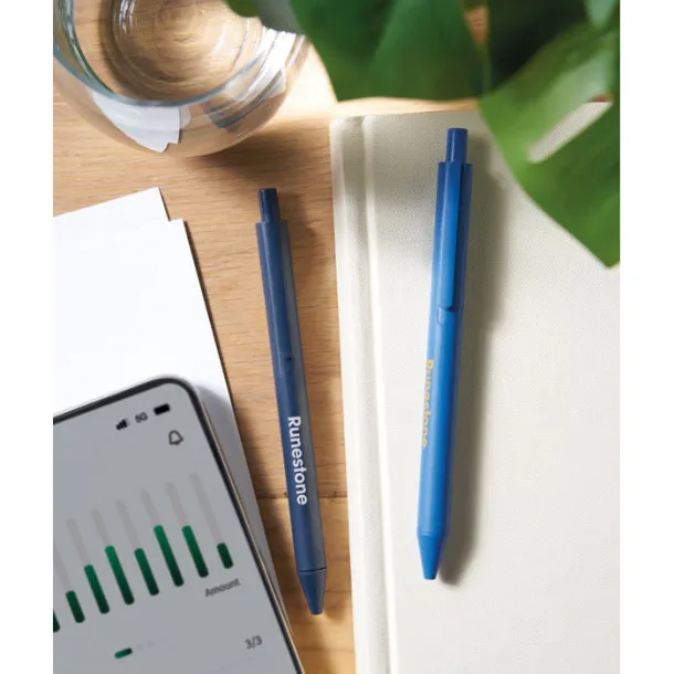 PECAS Wheat-Straw /PP push type pen Royal blue