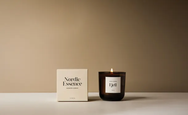 Nordic essence scented candle small - Vinga off white, dark brown brown