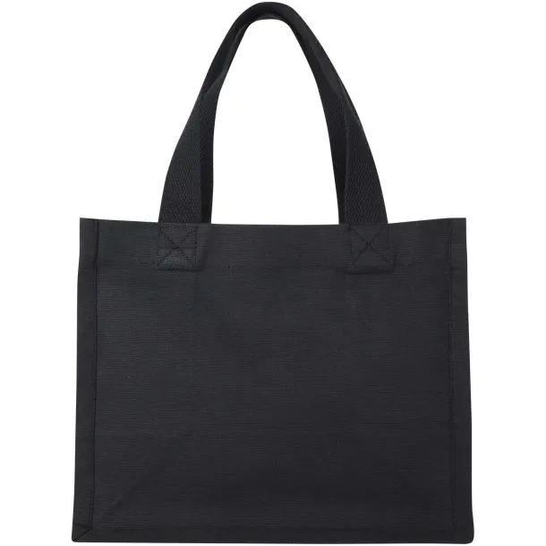 Odessa 220 g/m² GRS recycled cotton mini gusset tote bag 9L Crna