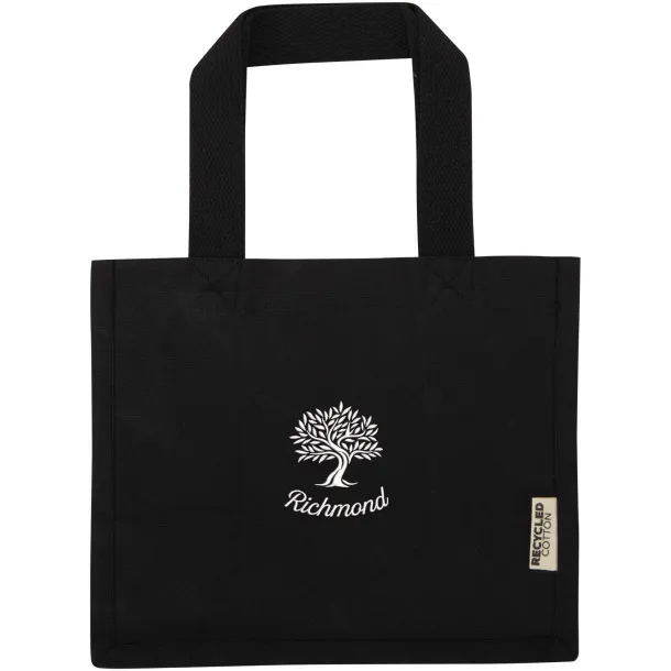 Odessa 220 g/m² GRS recycled cotton mini gusset tote bag 9L Crna
