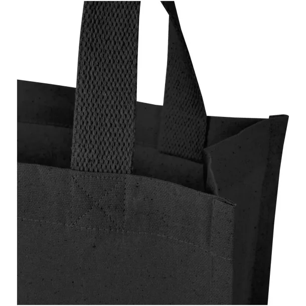 Odessa 220 g/m² GRS recycled cotton mini gusset tote bag 9L Solid black