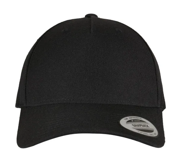 Premium 5-Panel Curved Visor Snapback Cap - Flexfit Black