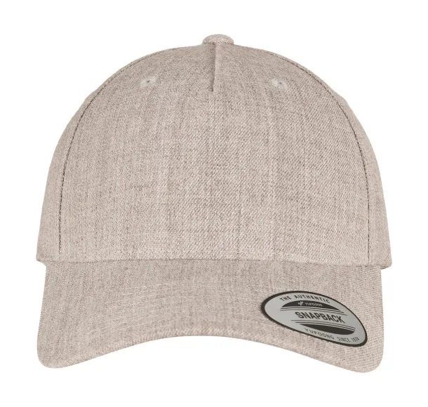 Premium 5-Panel Curved Visor Snapback Cap - Flexfit Heather Grey