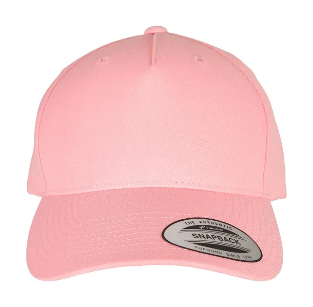 Premium 5-Panel Curved Visor Snapback Cap - Flexfit Prism Pink
