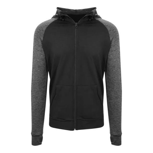 COOL muški kontrastni hoodie s patentom - Just Cool Jet Black Black Slate Melange