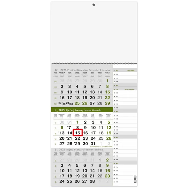  "Business GREEN planner" three part calendar Zelena