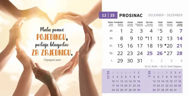  "MOTIVACIJSKI" 13 list., dim: 20,5x14,5 cm, stolni kalendar, koverta, P/100 Color