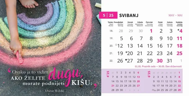  "MOTIVACIJSKI" 13 list., dim: 20,5x14,5 cm, stolni kalendar, koverta, P/50 Color