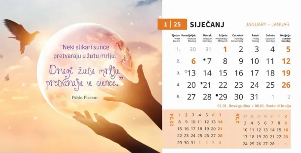  "MOTIVACIJSKI" 13 list., dim: 20,5x14,5 cm, stolni kalendar, koverta, P/100 Color