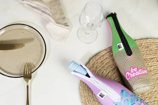 VinoPrint RPET futrola za hlađenje vinske boce Crna Bijela