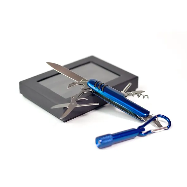 FREIBURG set of torch and pocket knife with 9 functions Blue