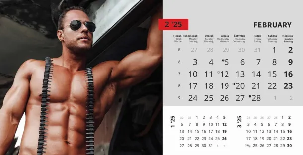  "MASCULINE" 13 list., dim: 20,5x14,5 cm, stolni kalendar, koverta, P/100 Color