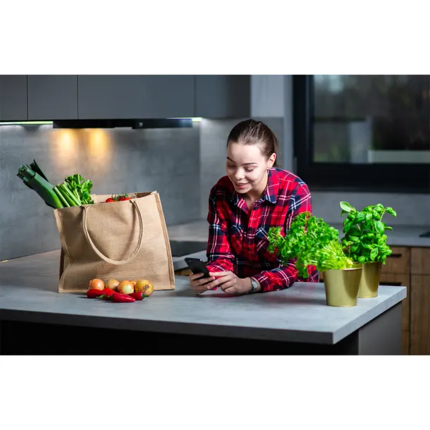 NATURAL SHOPPER laminated shopping bag from jute Beige