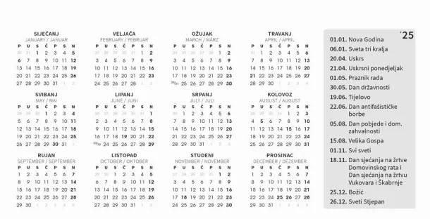  "PRIRODA" 13 sheets, format: 20,5x14,5 cm, desk calendar, envelope, P/50 Color