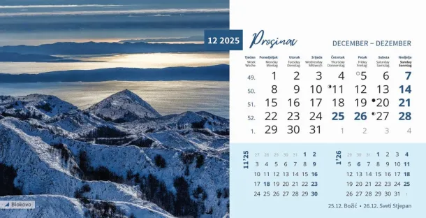  "PRIRODA" 13 list., dim: 20,5x14,5 cm, stolni kalendar, koverta, P/100 Color