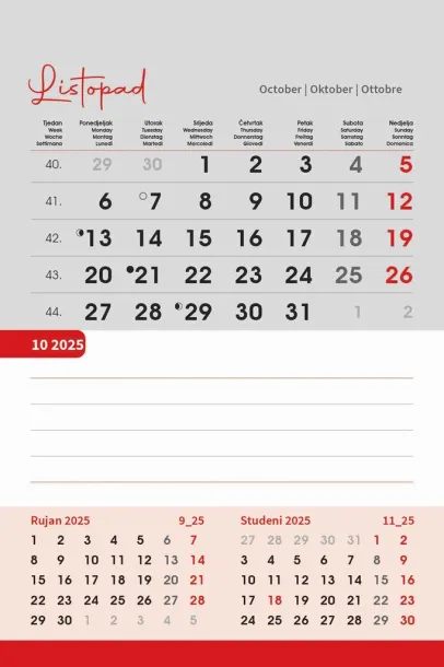  "TRODJELNI STOLNI VERTIKALNI" 12 list., dim: 10x19 cm, stolni kalendar, P/50 Color