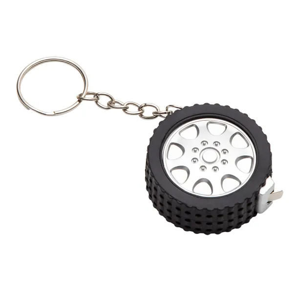 TYRE key ring with tape measure 1 m Black