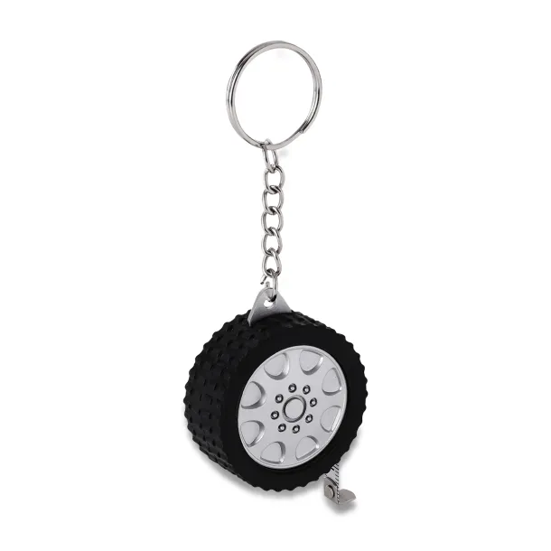TYRE key ring with tape measure 1 m Black