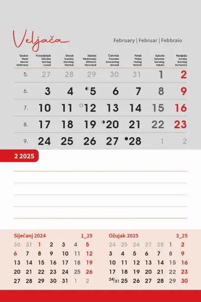  "TRODJELNI STOLNI VERTIKALNI" 12 sheets, format: 10x19 cm, desk calendar, P/50 Color