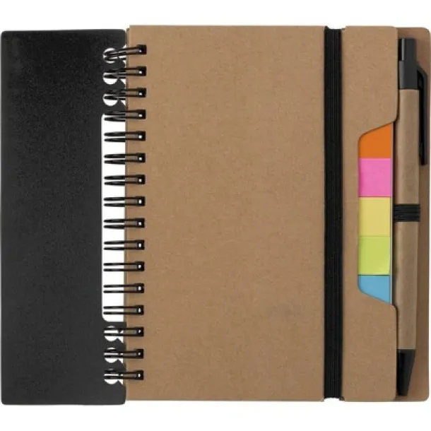  Memo holder, notebook, sticky notes, ball pen Crna