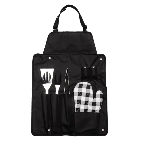 STEAKOUT set for barbecue with apron Black